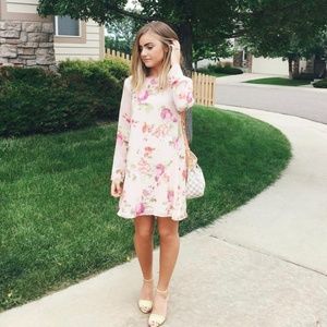Tildon Dress Pink Floral Long Sleeve